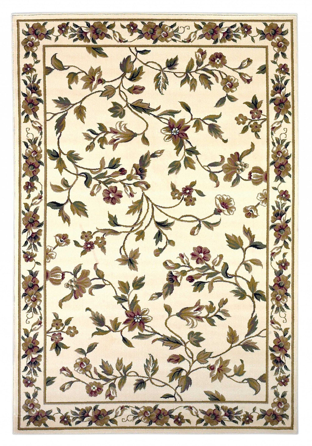 8' X 11' Ivory Machine Woven Floral Vines Indoor Area Rug - Homeroots - Flyclothing LLC