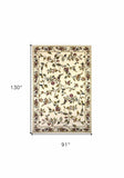 8' X 11' Ivory Machine Woven Floral Vines Indoor Area Rug - Homeroots - Flyclothing LLC