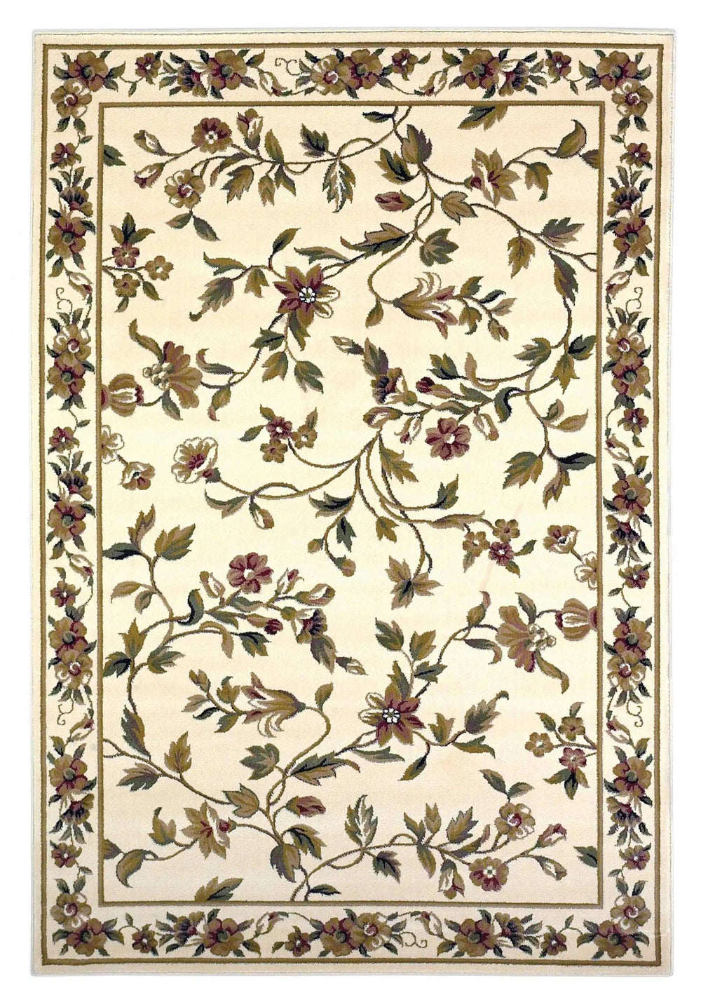 8' X 11' Ivory Machine Woven Floral Vines Indoor Area Rug - Homeroots - Flyclothing LLC