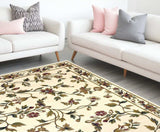 8' X 11' Ivory Machine Woven Floral Vines Indoor Area Rug - Homeroots - Flyclothing LLC