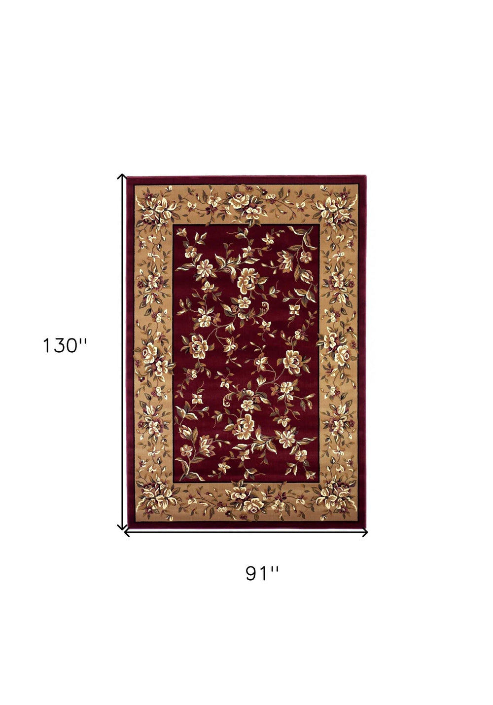 8' X 11' Red Beige Machine Woven Floral Traditional Indoor Area Rug - Homeroots - Flyclothing LLC