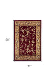8' X 11' Red Beige Machine Woven Floral Traditional Indoor Area Rug - Homeroots - Flyclothing LLC