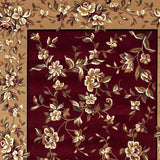 8' X 11' Red Beige Machine Woven Floral Traditional Indoor Area Rug - Homeroots - Flyclothing LLC
