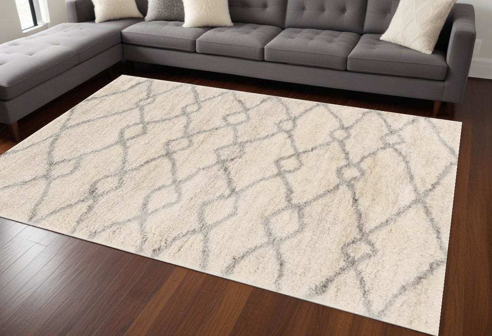 7' X 9' Gray and Ivory Area Rug - Homeroots - Flyclothing LLC