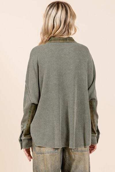 Mittoshop Mineral Washed Plaid Button Down Shacket - Trendsi - Flyclothing LLC