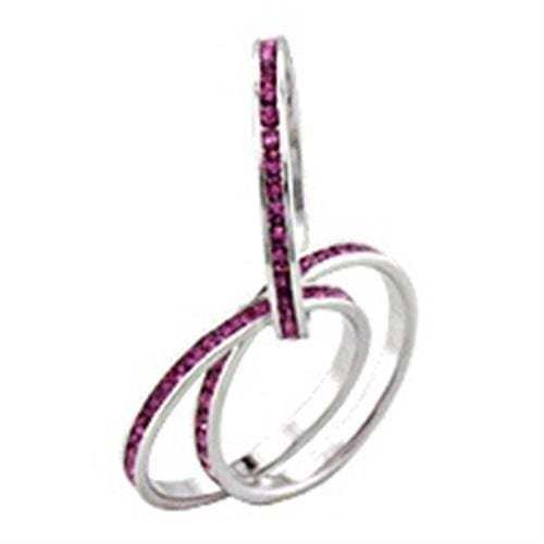 35422 - Rhodium Brass Ring with Top Grade Crystal in Rose - Alamode - Flyclothing LLC