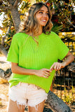 BiBi Texture Round Neck Short Sleeve Knit Top - Trendsi - Flyclothing LLC