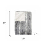 50" X 70" Gray and White Faux Fur Striped Plush Throw Blanket - Homeroots - Flyclothing LLC