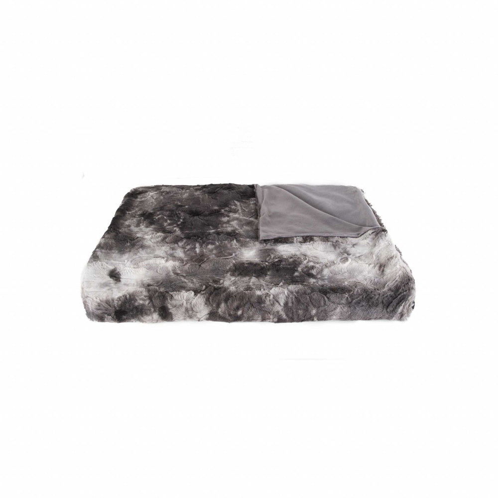 50" X 70" Dark Gray and Ivory Faux Fur Plush Throw Blanket - Homeroots - Flyclothing LLC
