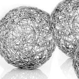 Set of Three Silver Wire 3" Decorative Orbs - Homeroots