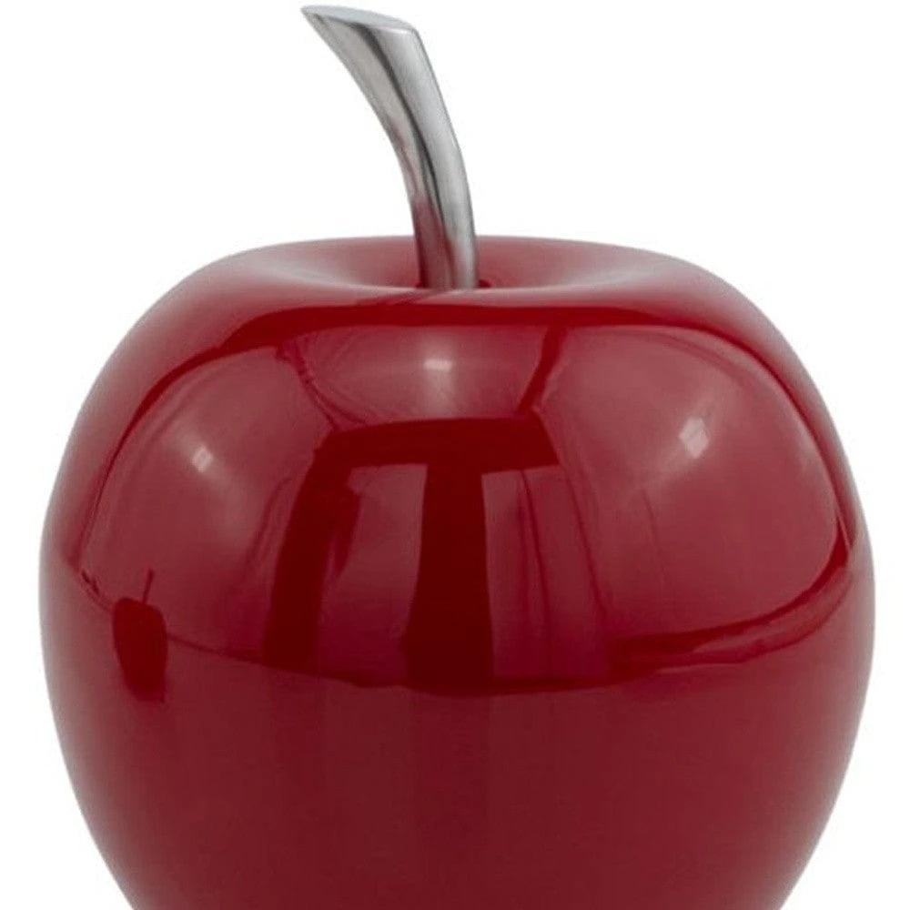 11" Red and Silver Aluminum Decorative Apple - Homeroots