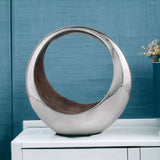 11" Brown and Silver Aluminum Circular Decorative Bowl - Homeroots