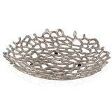 15" Silver Aluminum Coral Decorative Bowl - Homeroots