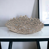 15" Silver Aluminum Coral Decorative Bowl - Homeroots
