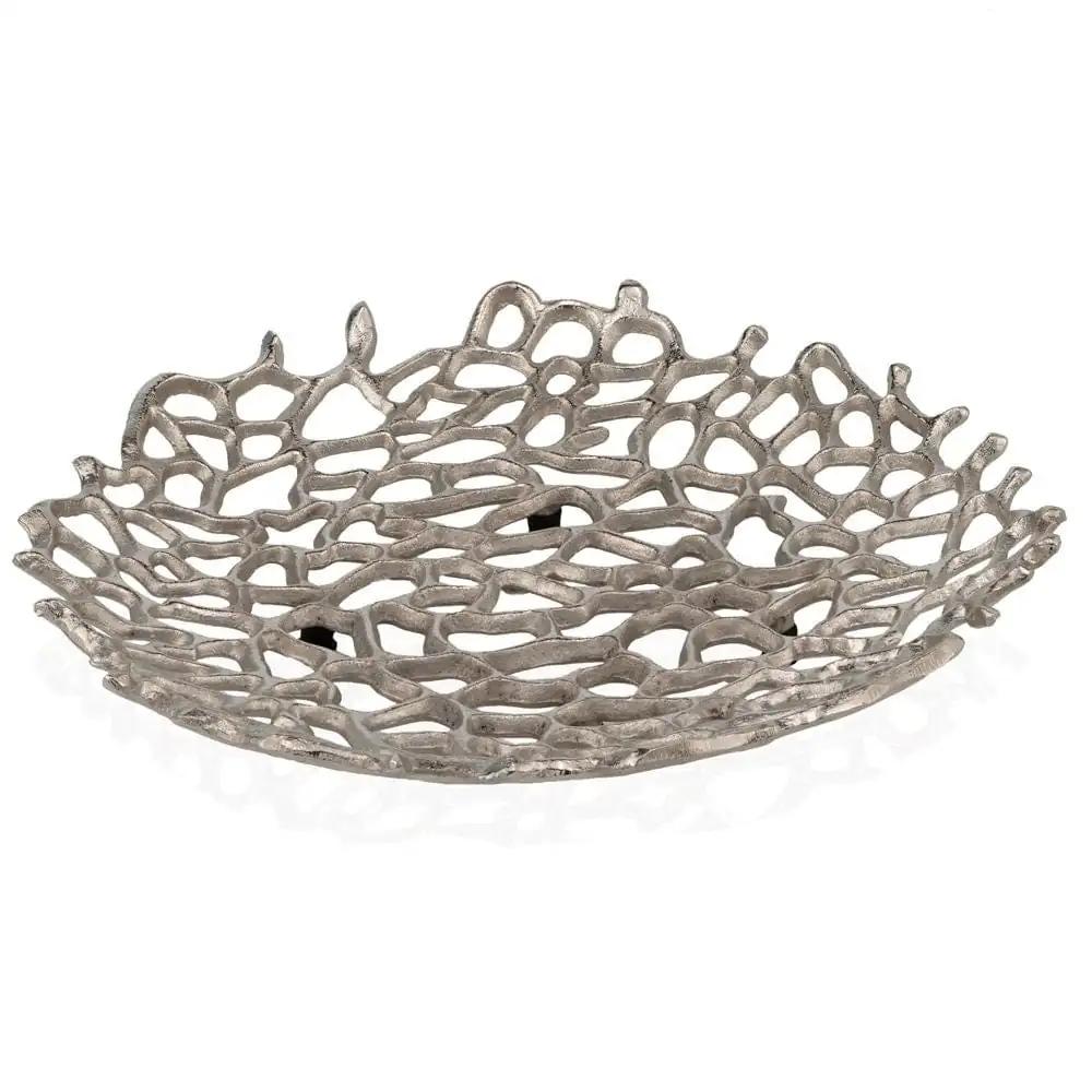 15" Silver Aluminum Coral Decorative Bowl - Homeroots