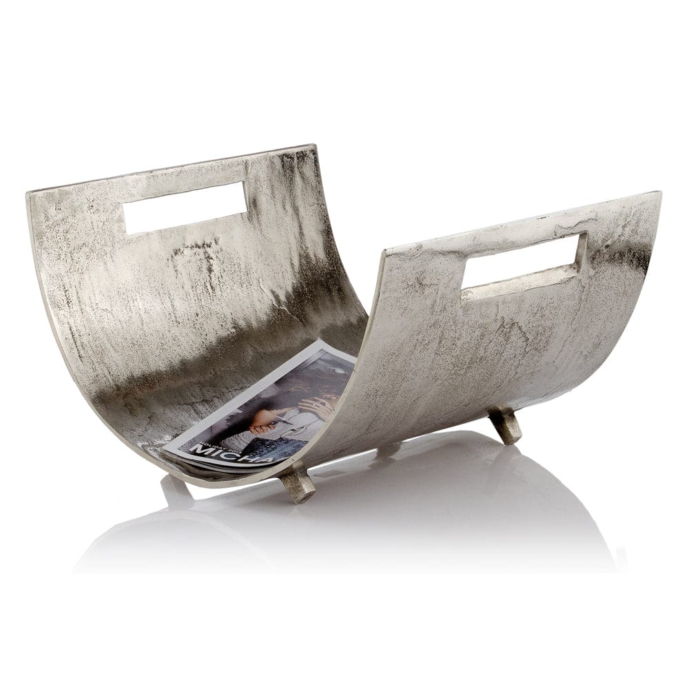 17" Brushed Silver Modern Magazine Basket - Homeroots - Flyclothing LLC