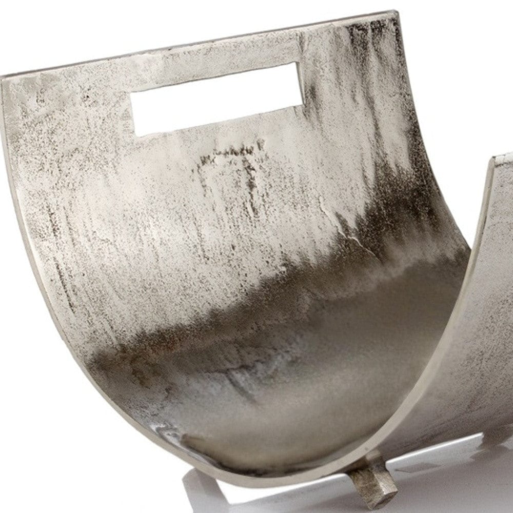 17" Brushed Silver Modern Magazine Basket - Homeroots - Flyclothing LLC