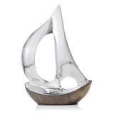 12" Brown and Silver Buffed Aluminum Sailboat Tabletop Sculpture - Homeroots