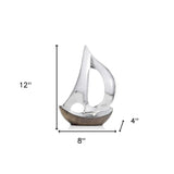 12" Brown and Silver Buffed Aluminum Sailboat Tabletop Sculpture - Homeroots