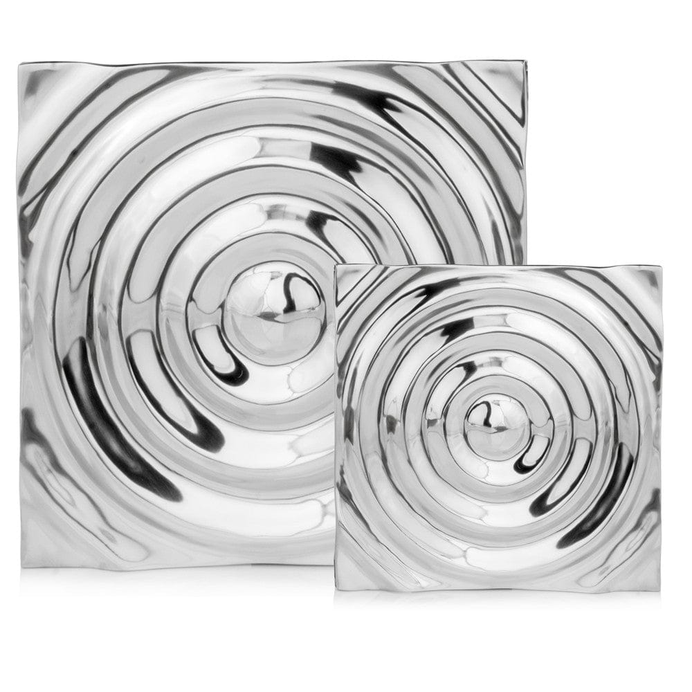 12" X 12" Silver Metallic Buffed Aluminum Abstract Ripple Wall Decor - Homeroots