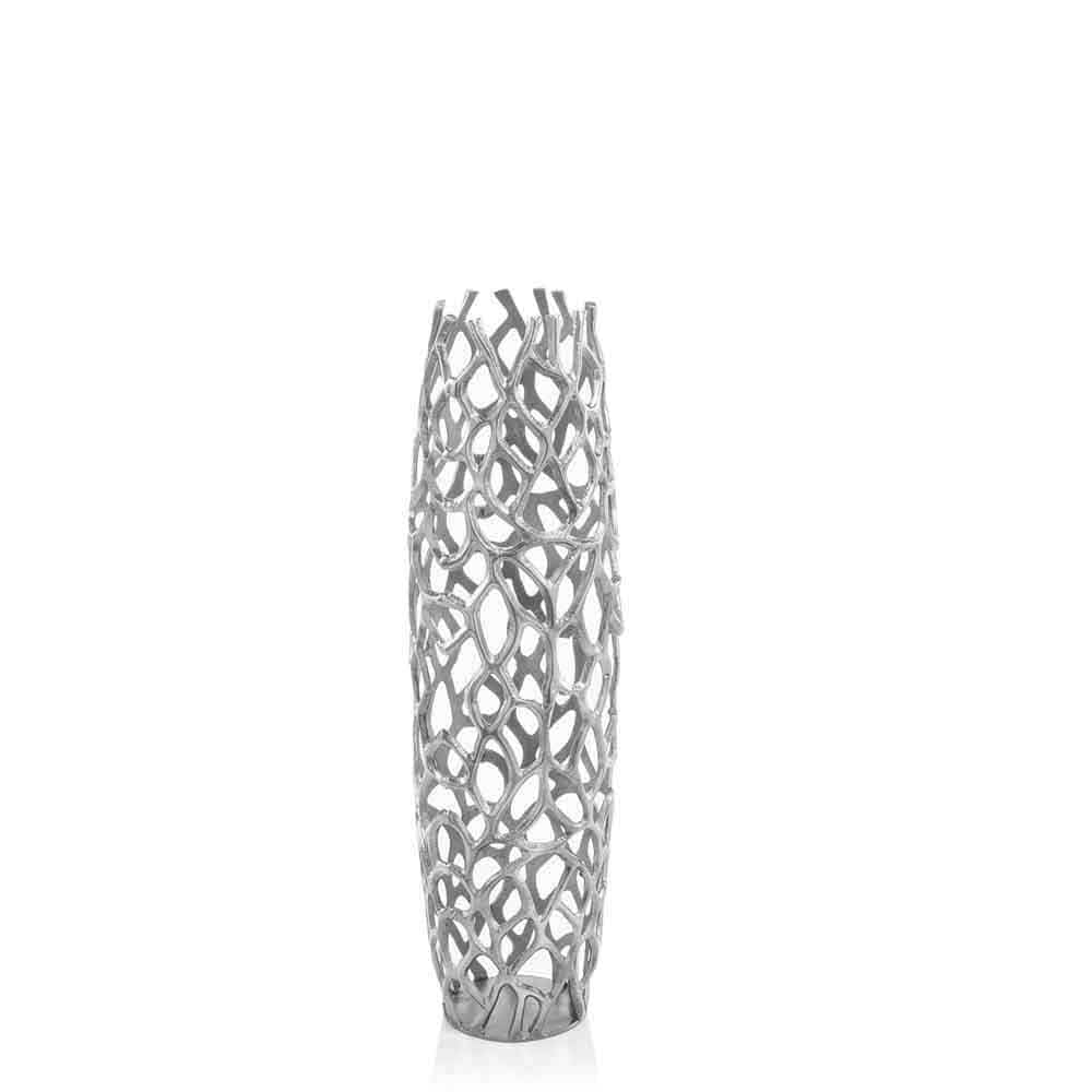 32" Aluminum Silver Twigs Cylinder Floor Vase - Homeroots - Flyclothing LLC