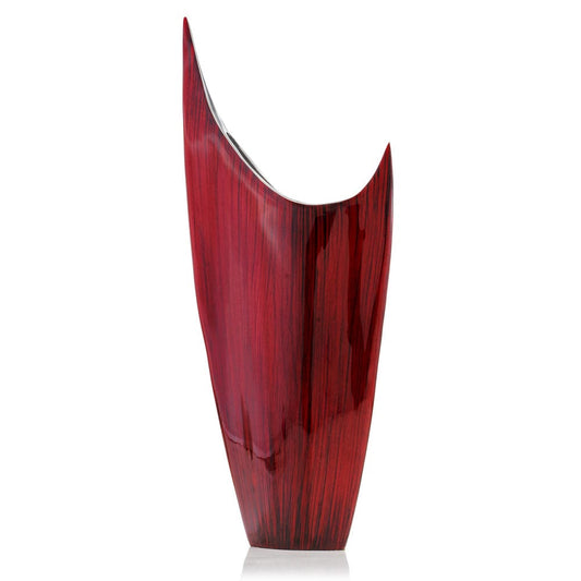 18" Red Aluminum Contemporary Pointed Table Vase - Homeroots