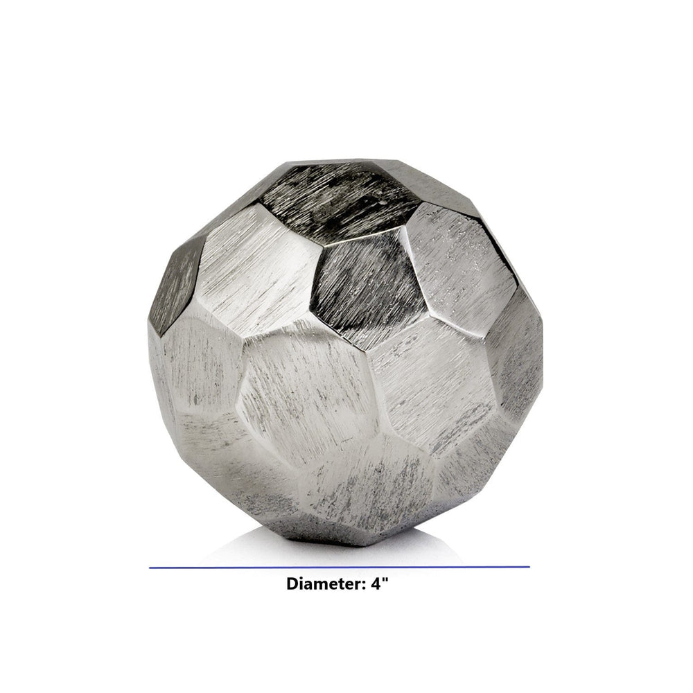 4" Silver Rough Hewn Faceted Sphere - Homeroots - Flyclothing LLC