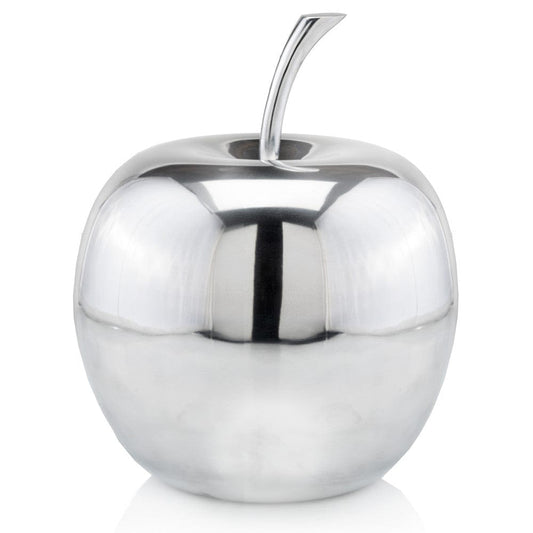 13" Silver Buffed Aluminum Decorative Apple Tabletop Sculpture - Homeroots