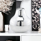 17" Silver Buffed Aluminum Decorative Pear Tabletop Sculpture - Homeroots