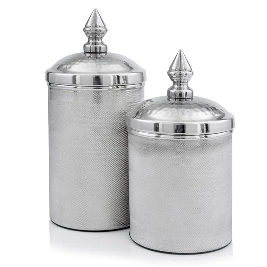 11" Silver Tweed Aluminum Decorative Canister - Homeroots
