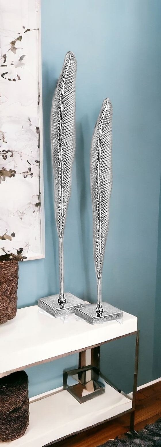 33" Silver Aluminum Tabletop Sculpture - Homeroots