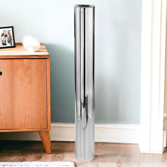56" Silver Aluminum Cylinder Table Vase - Homeroots