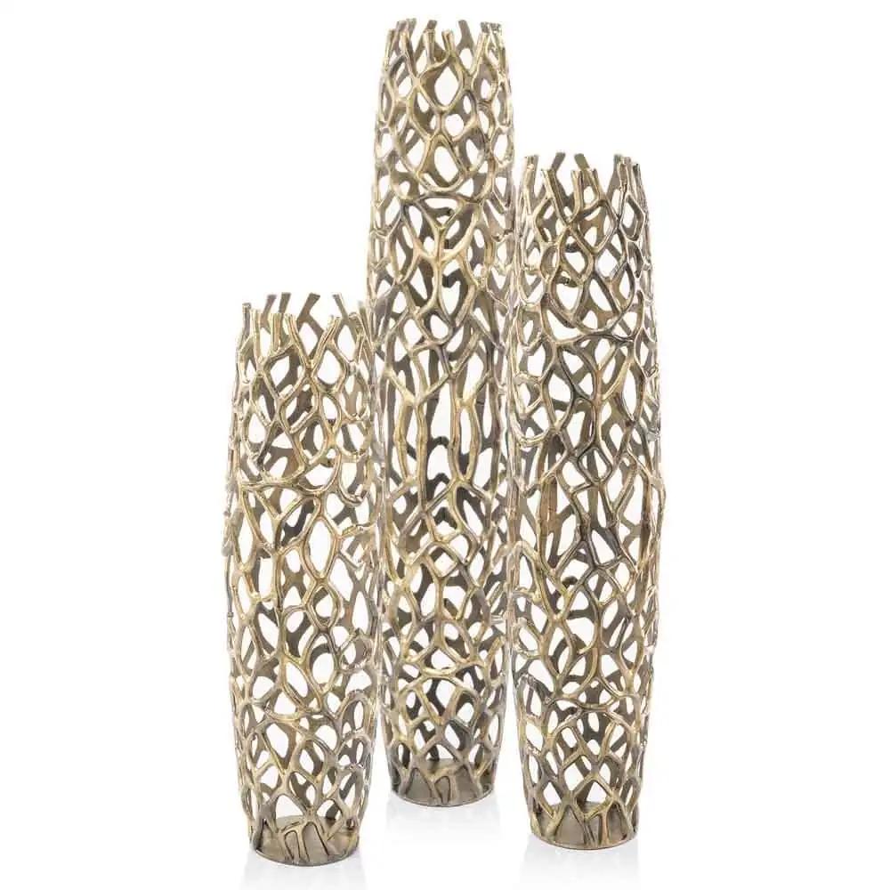 32" Aluminum Gold Twigs Cylinder Floor Vase - Homeroots - Flyclothing LLC