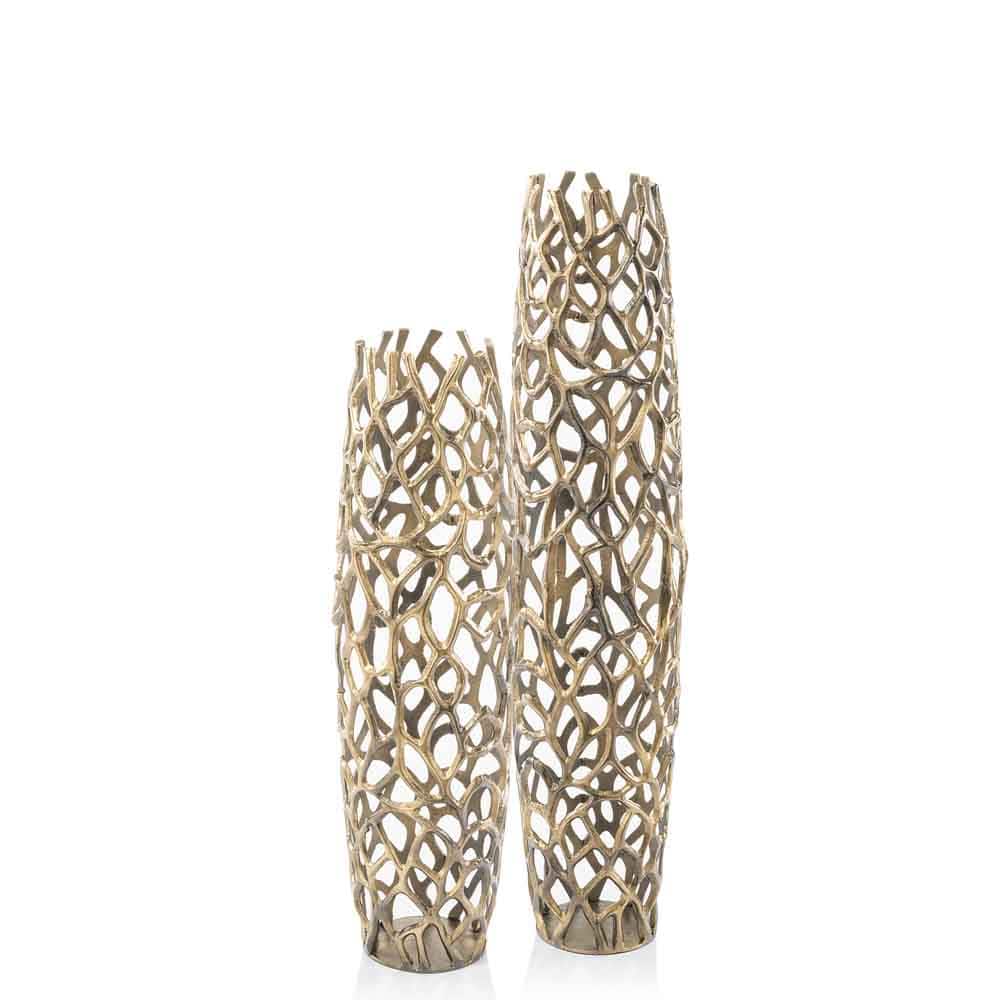 32" Aluminum Gold Twigs Cylinder Floor Vase - Homeroots - Flyclothing LLC