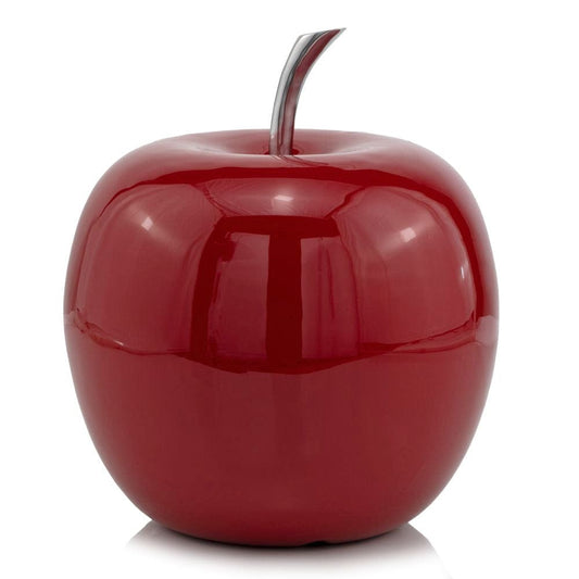 11" Red Aluminum Decorative Apple Tabletop Sculpture - Homeroots