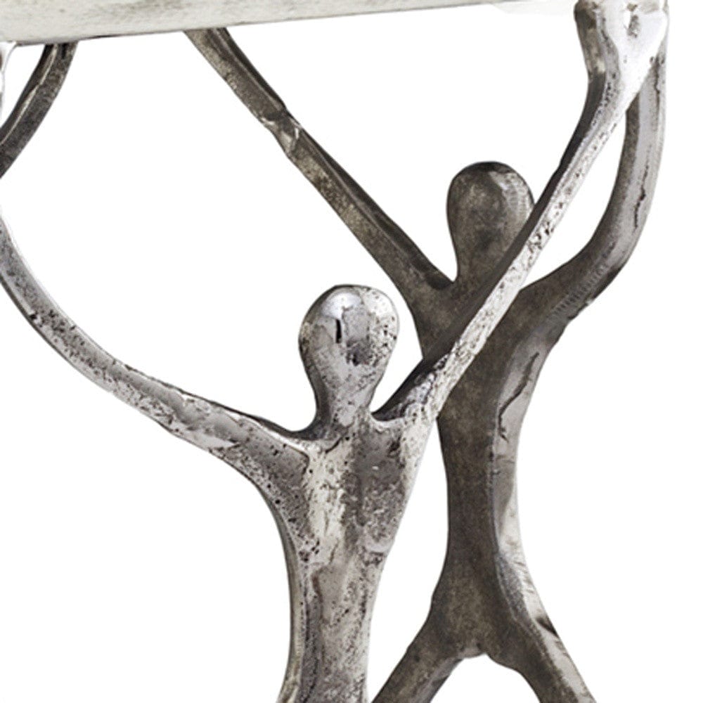 18" Silver And Antiqued White Aluminum Square End Table - Homeroots - Flyclothing LLC