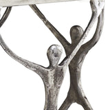 18" Silver And Antiqued White Aluminum Square End Table - Homeroots - Flyclothing LLC