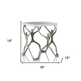 18" Silver And Antiqued White Aluminum Square End Table - Homeroots - Flyclothing LLC