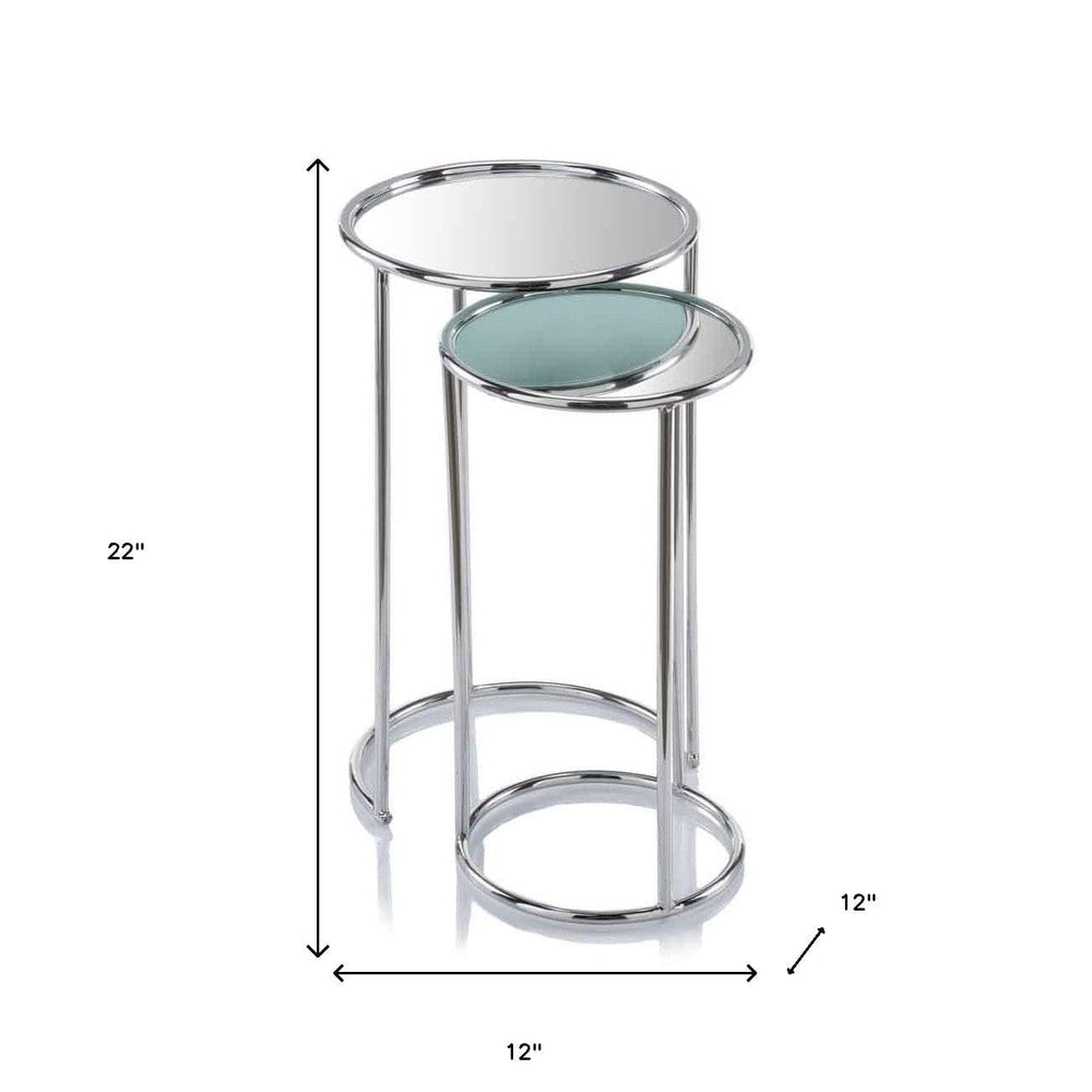 22" Silver Aluminum Round Mirrored End Table - Homeroots - Flyclothing LLC
