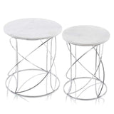 21" White Marble Round End Tables - Homeroots