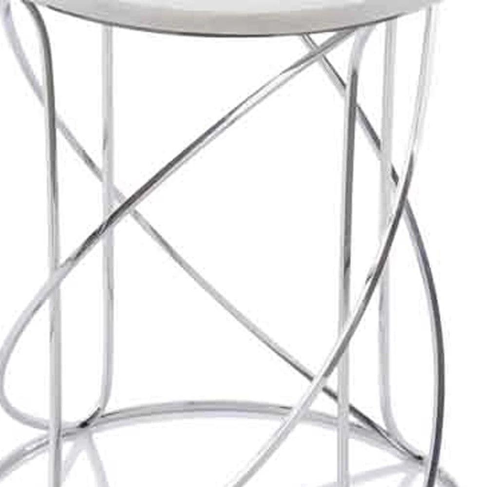 21" White Marble Round End Tables - Homeroots