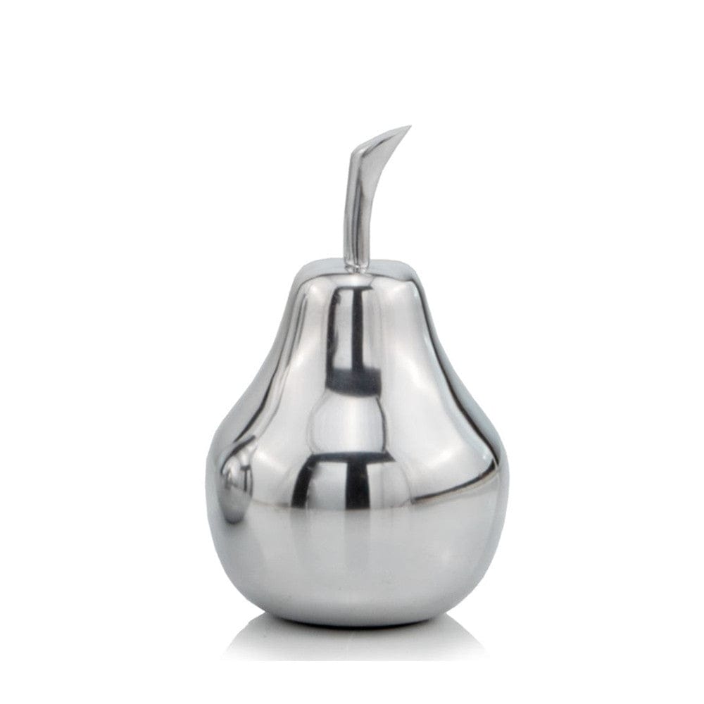 7" Silver Buffed Aluminum Decorative Pear Tabletop Sculpture - Homeroots
