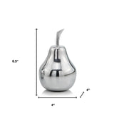 7" Silver Buffed Aluminum Decorative Pear Tabletop Sculpture - Homeroots