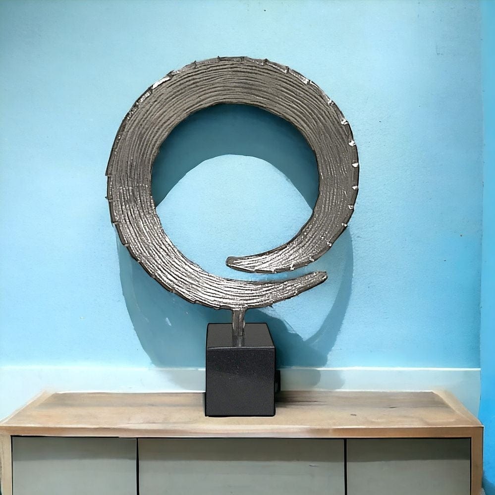 17" Black and Silver Marble and Aluminum Tabletop Sculpture - Homeroots