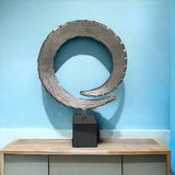 17" Black and Silver Marble and Aluminum Tabletop Sculpture - Homeroots