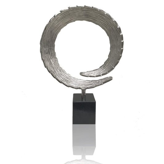 17" Black and Silver Marble and Aluminum Tabletop Sculpture - Homeroots