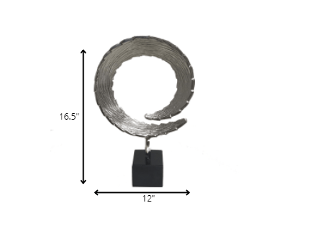 17" Black and Silver Marble and Aluminum Tabletop Sculpture - Homeroots