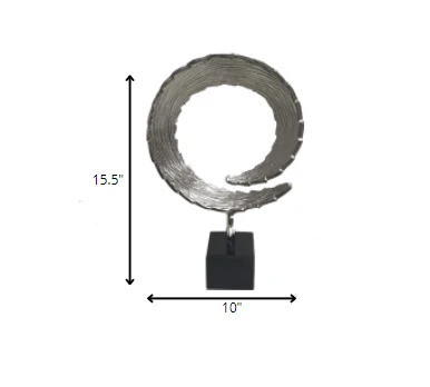 16" Black and Silver Marble and Aluminum Tabletop Sculpture - Homeroots