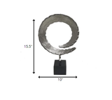 16" Black and Silver Marble and Aluminum Tabletop Sculpture - Homeroots