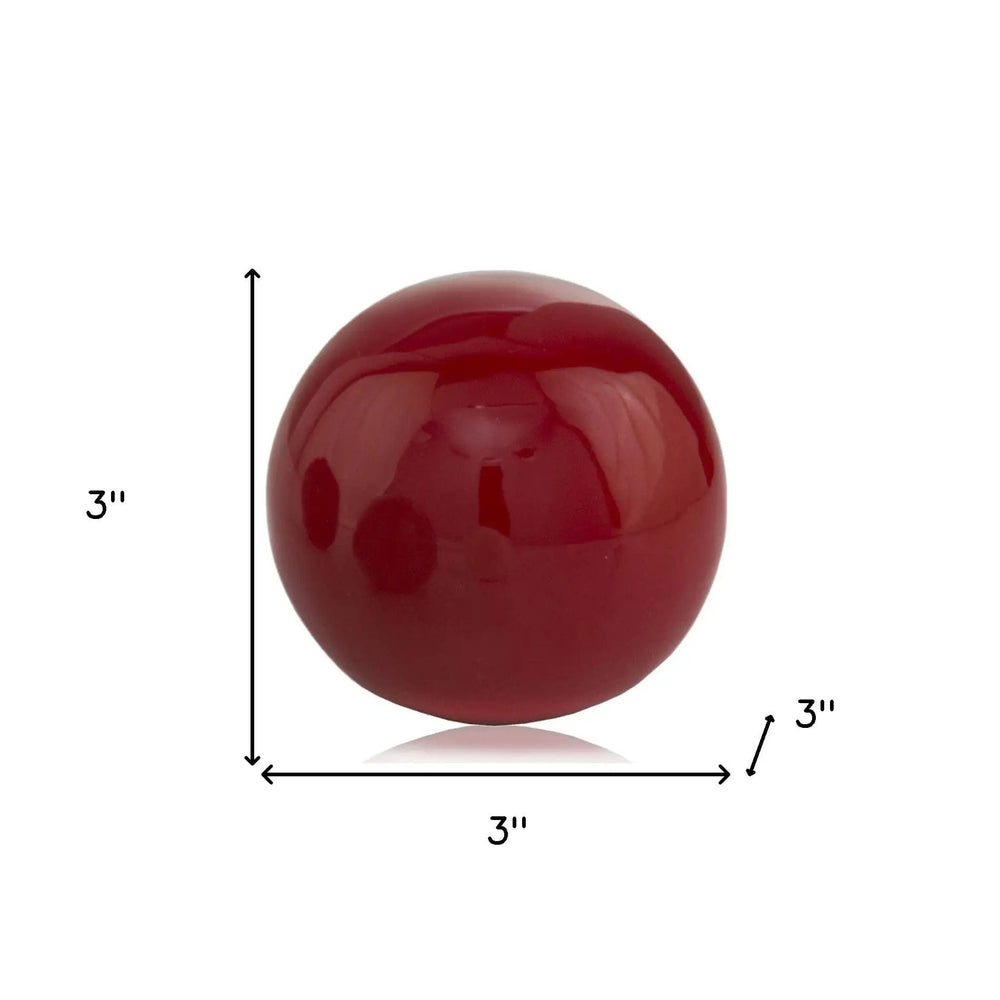 3" Red Aluminum Decorative Orb Tabletop Sculpture - Homeroots